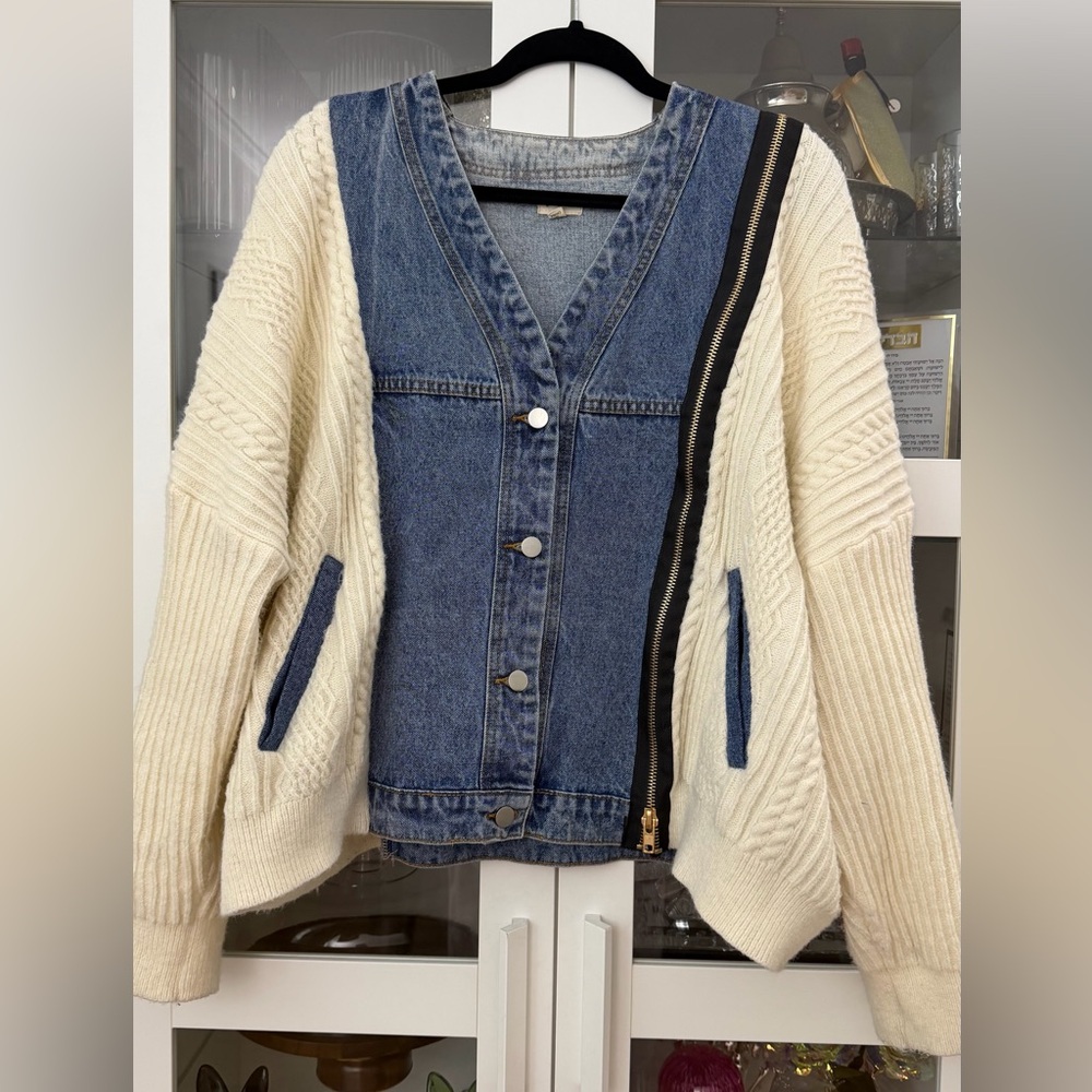 Denim and Knit Cardigan